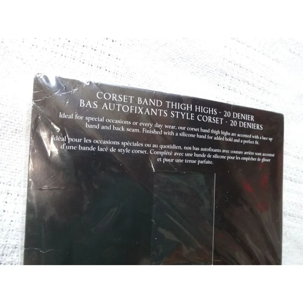 Victoria’s Secret ~ Black Corset Band Thigh High Hosiery ~ Medium NWT
